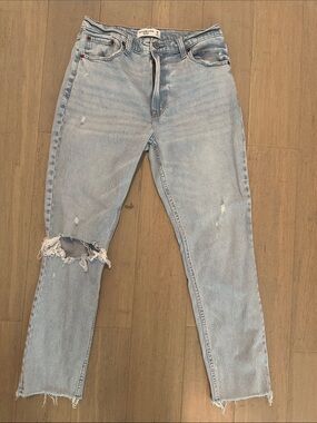 Abercrombie & Fitch Light Blue Distressed Raw Hem Skinny High Rise Jeans 28/6R